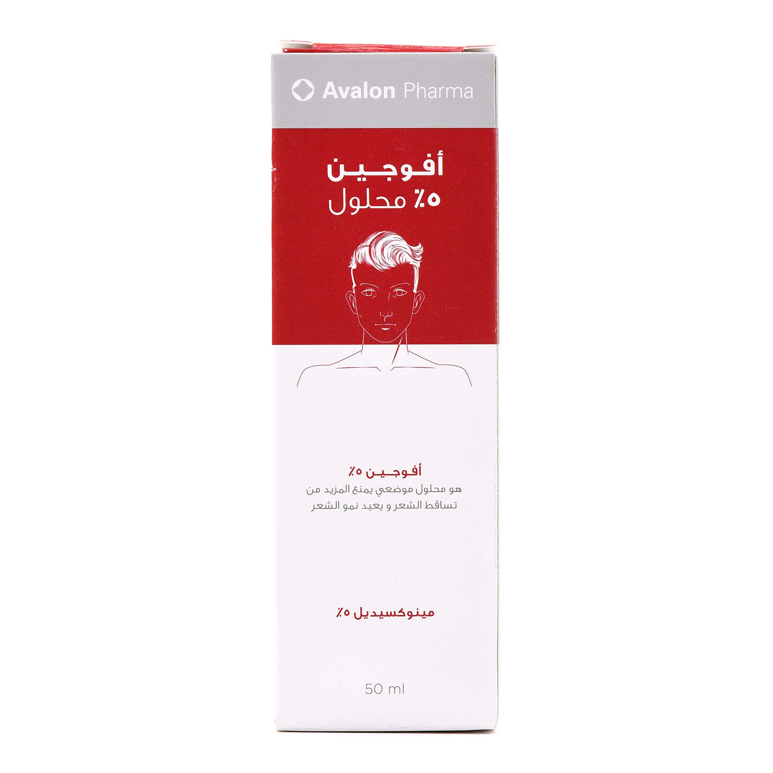 Avalon Avogen 5% Solution in 50ml bottle, clear liquid medication from Avalon Pharma, used for medical or topical treatments.