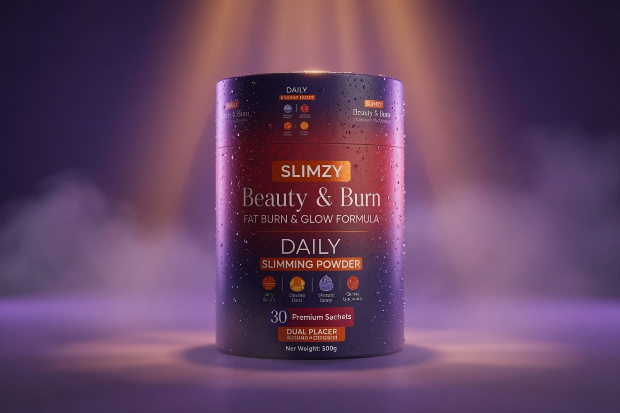 Slimzy Slimming Drink in a clear glass, showcasing its light, refreshing appearance and vibrant color.