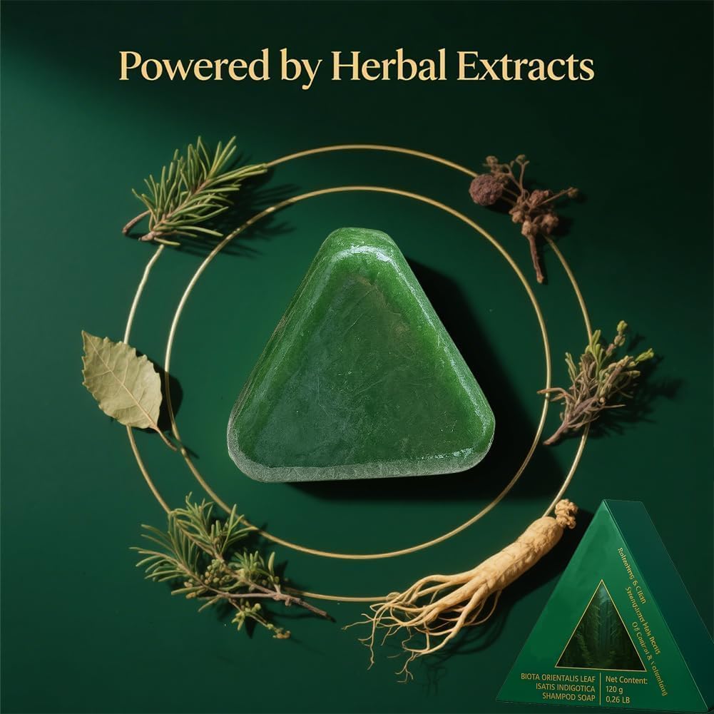 Seven Green Nature Herbal Hair Care Soap bar with green herbal ingredients, natural soap for hair and skin cleansing.