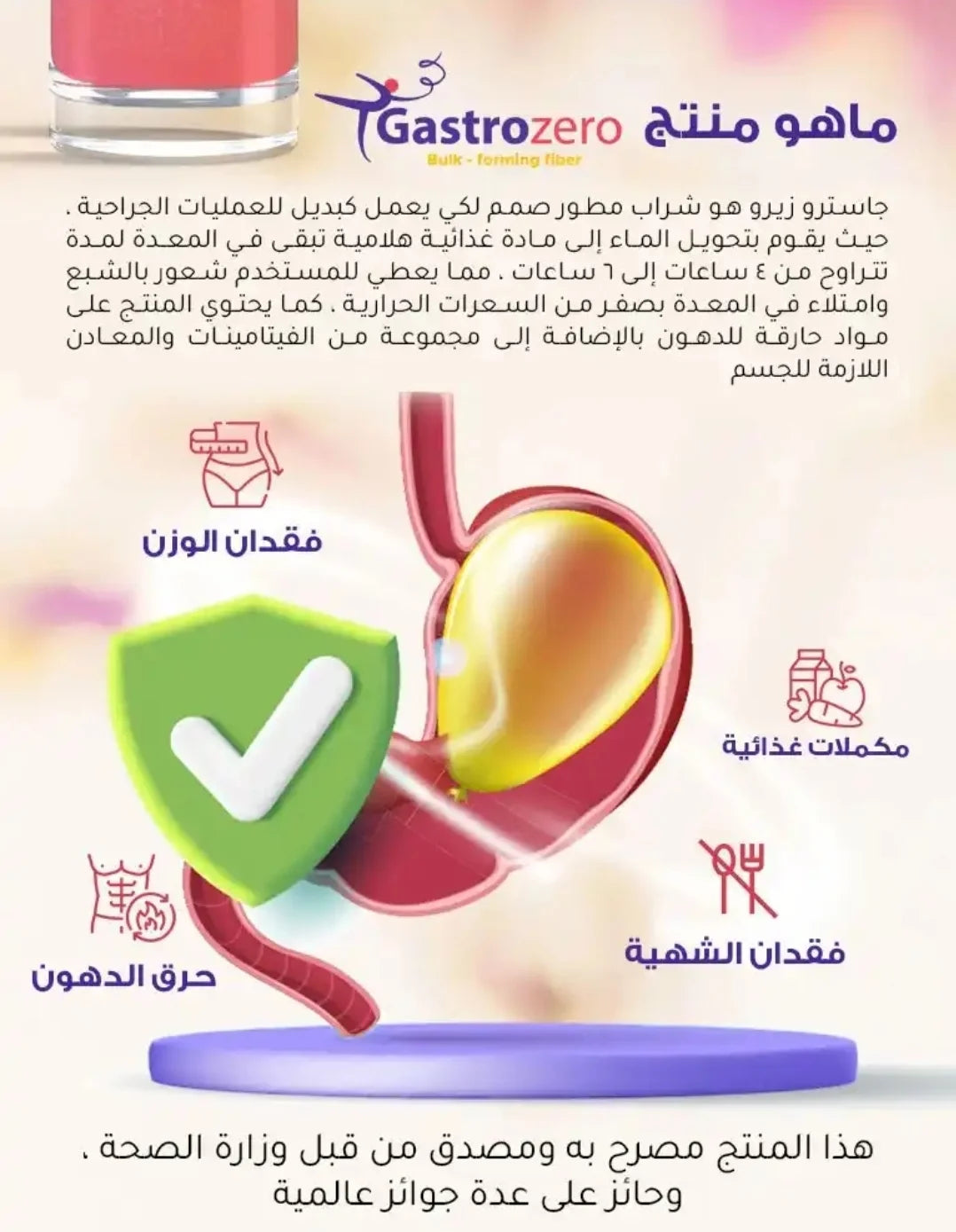 Gastrozero Fiber، مشروب غني بالألياف للتنحيف وتنظيم الشهية.