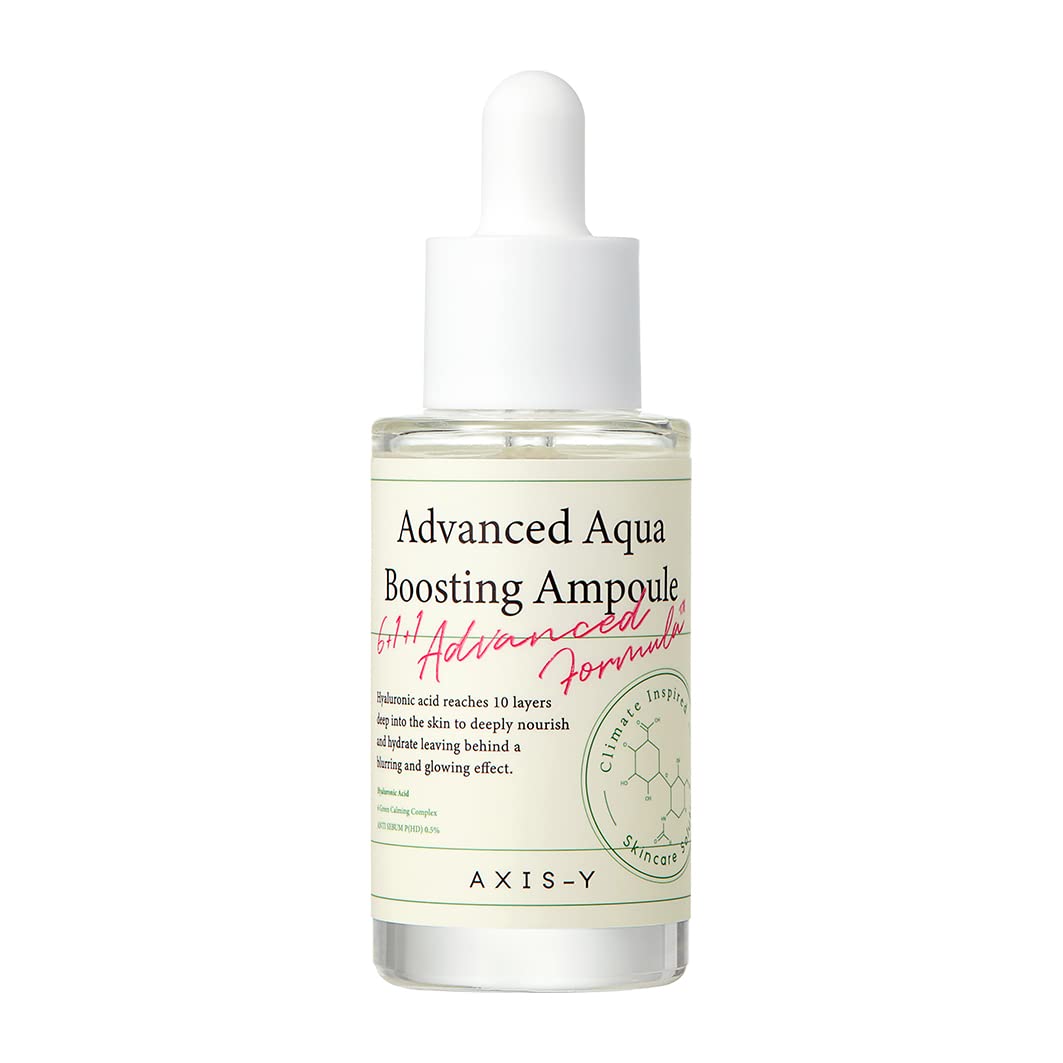 AXIS-Y Advanced Aqua Boosting Ampoule 30 ml / 1.01 fl. oz | Hydrating Serum | Hyaluronic Acid | Moisturizing Formula | Centella Asiatica | Ideal for Dry Skin | Korean Skincare