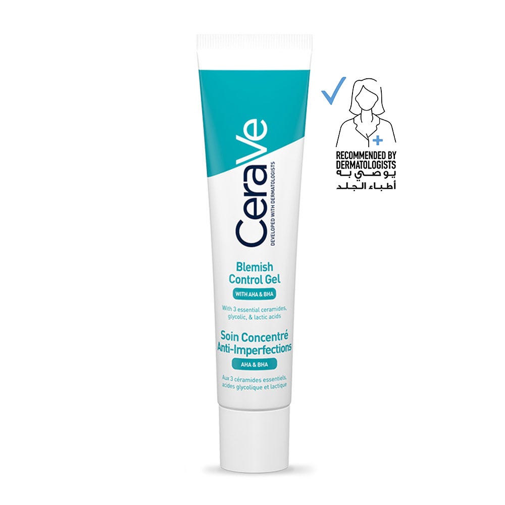 CeraVe Acne & Blemish Control Gel Moisturizer with Glycolic and Lactic Acid AHA/BHA - 40 ML | Nahdi