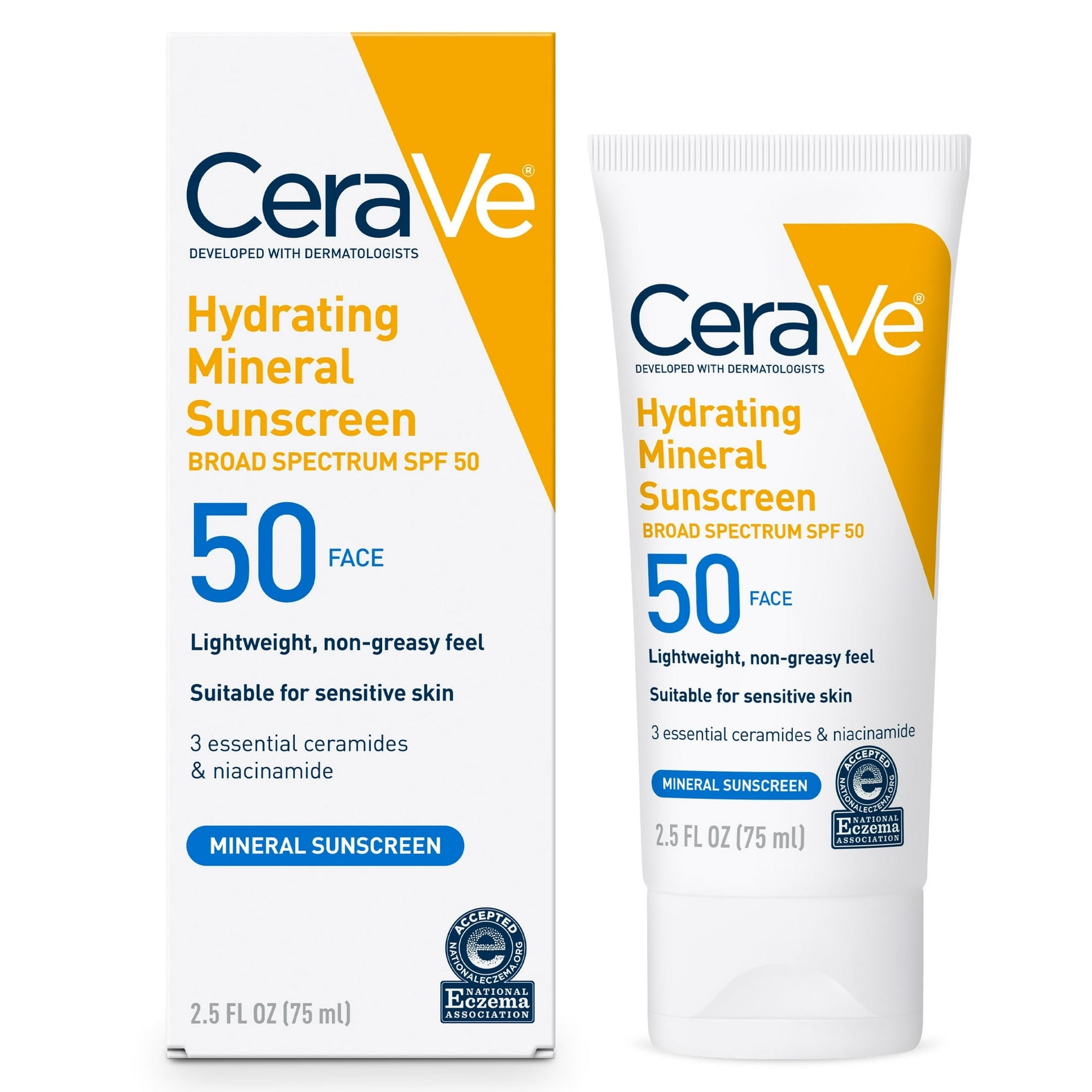 CeraVe Hydraterende minerale zonnebrandcrème SPF 50 gezichtslotion - 75ml - gezichtscrème