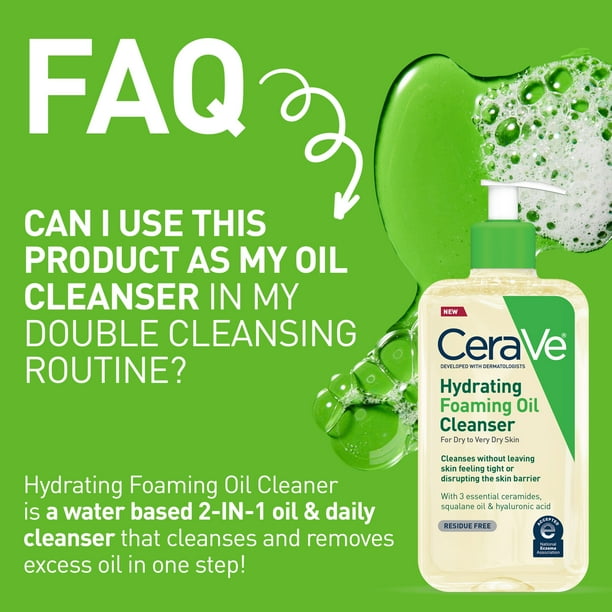 CeraVe Hydrating Foaming Oil Cleanser - Daily Face Wash for Dry to Very Dry Skin