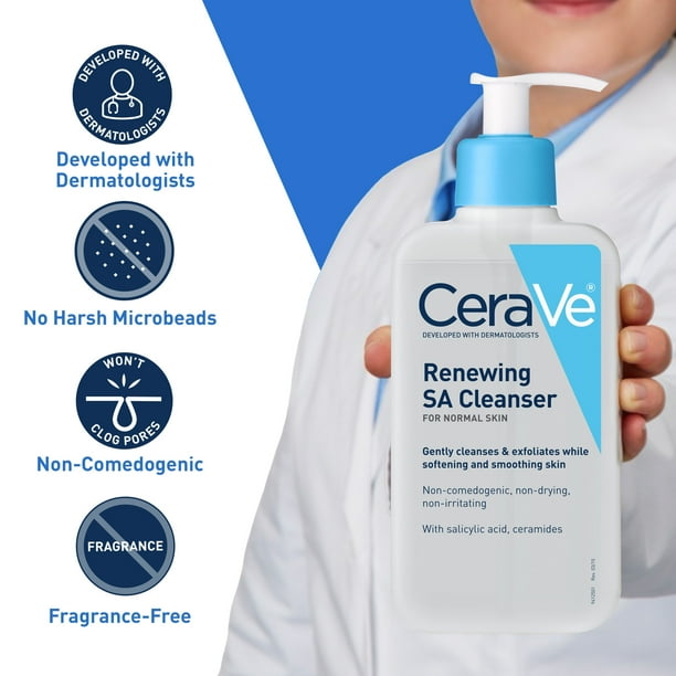 CeraVe Renewing SA Cleanser -  Salicylic Acid Foaming Gel Face Wash for a Smooth Complexion