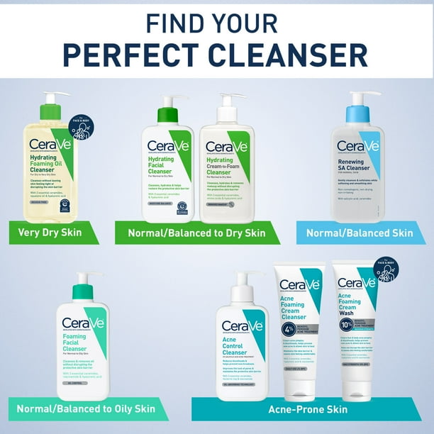 CeraVe Renewing SA Cleanser -  Salicylic Acid Foaming Gel Face Wash for a Smooth Complexion