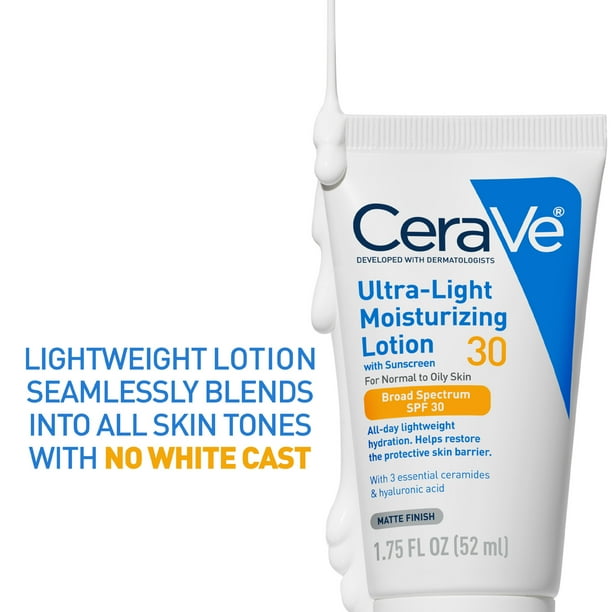 CeraVe Ultra-Light Face Lotion with SPF 30 for Normal to Oily Skin, 1.7 fl oz