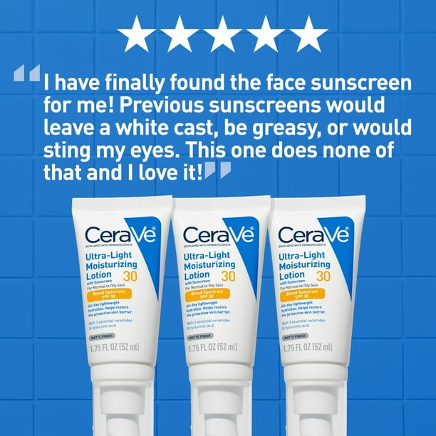 CeraVe Ultra-Light Face Lotion with SPF 30 for Normal to Oily Skin, 1.7 fl oz