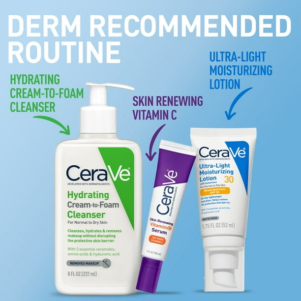 CeraVe Ultra-Light Face Lotion with SPF 30 for Normal to Oily Skin, 1.7 fl oz