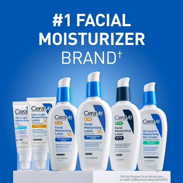 CeraVe Ultra-Light Face Lotion with SPF 30 for Normal to Oily Skin, 1.7 fl oz