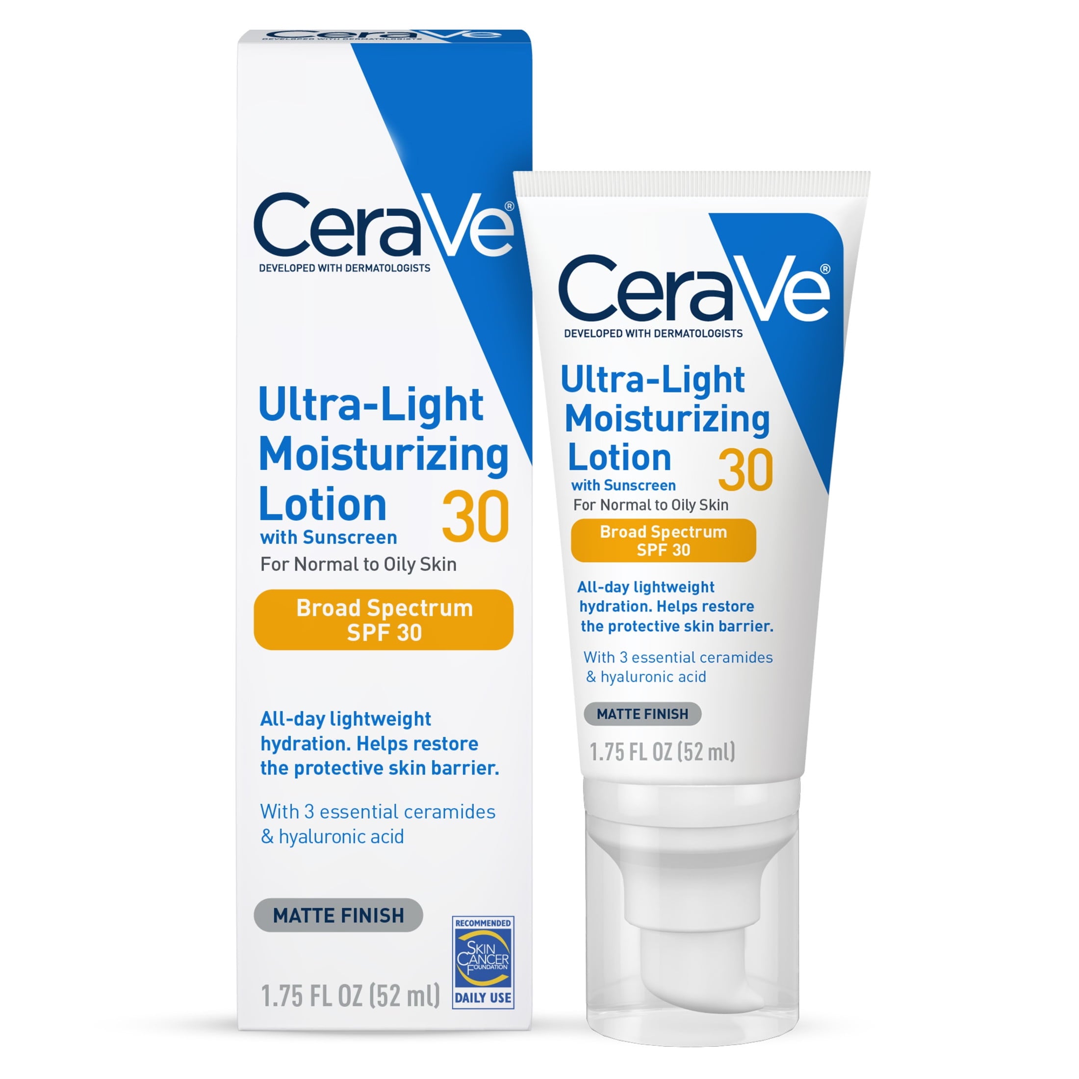CeraVe Ultra-Light Face Lotion with SPF 30 for Normal to Oily Skin, 1.7 fl oz