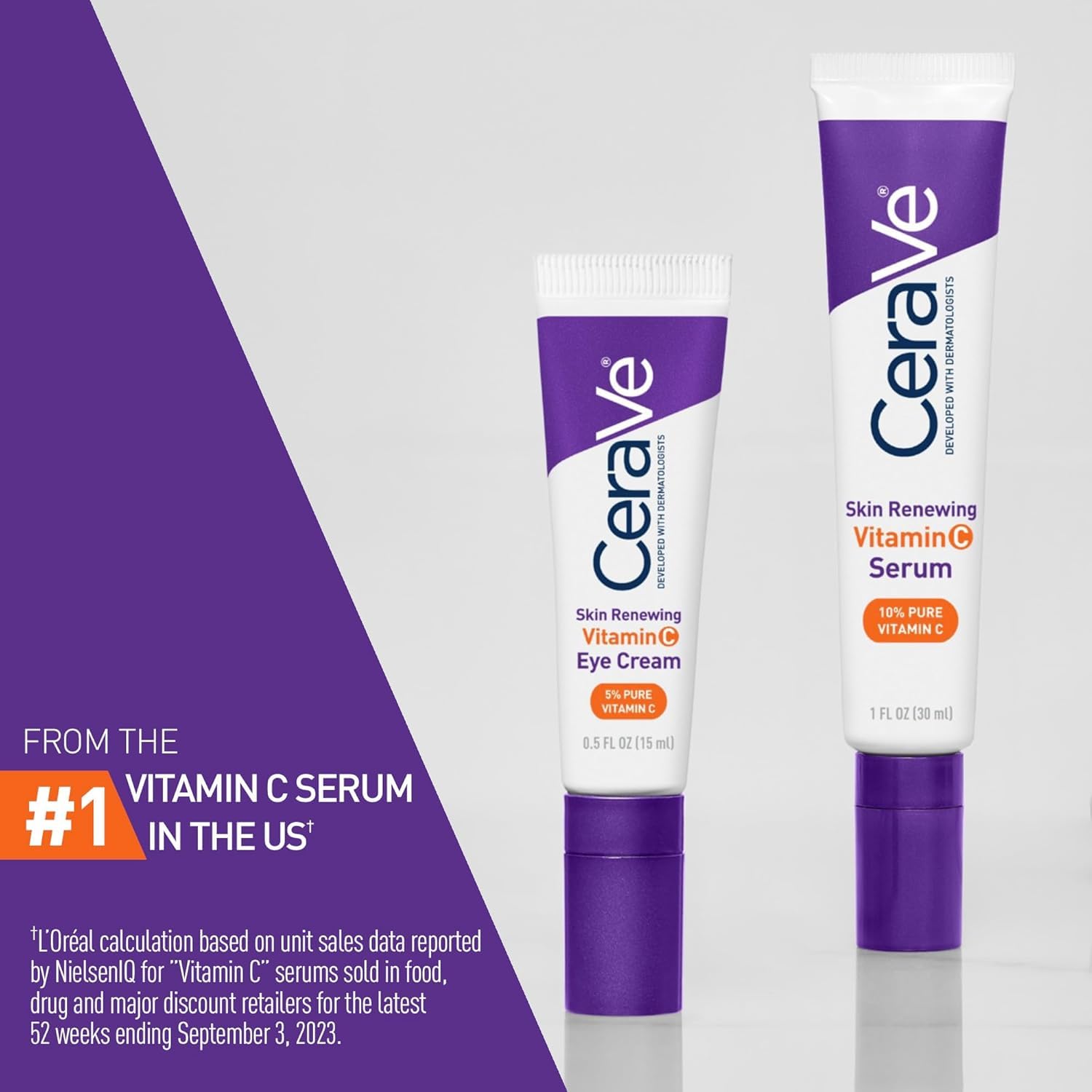 CeraVe Vitamin C Face Serum with Hyaluronic Acid – 10% Pure Vitamin C Skin Brightening Formula, Fragrance-Free, 1 Fl. Oz