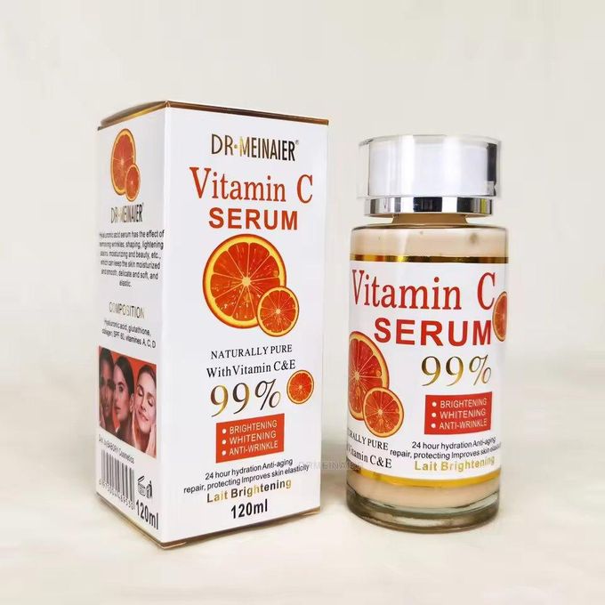 Dr. Meinaier 99% Pure Naturally Brightening Vitamin C Serum and Facial Cream for Whitening, Anti-Wrinkle, and Anti-Aging Benefits – Long-Lasting Skin Moisturizer