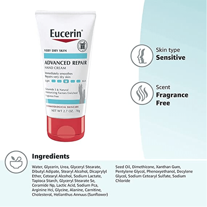 Eucerin Advanced Repair Fragrance-Free Hand Cream for Dry Skin - 78g