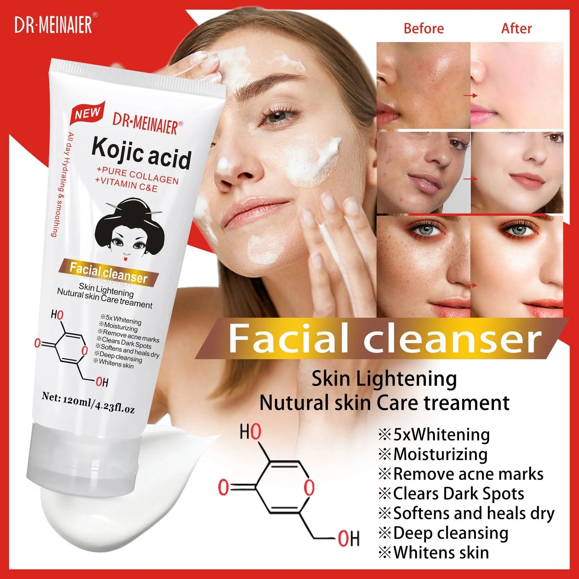Kojic Acid Facial Cleanser for Skin Care