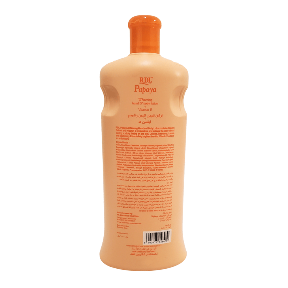 RDL Papaya Extract and Vitamin E Whitening Hand and Body Lotion - 600ml