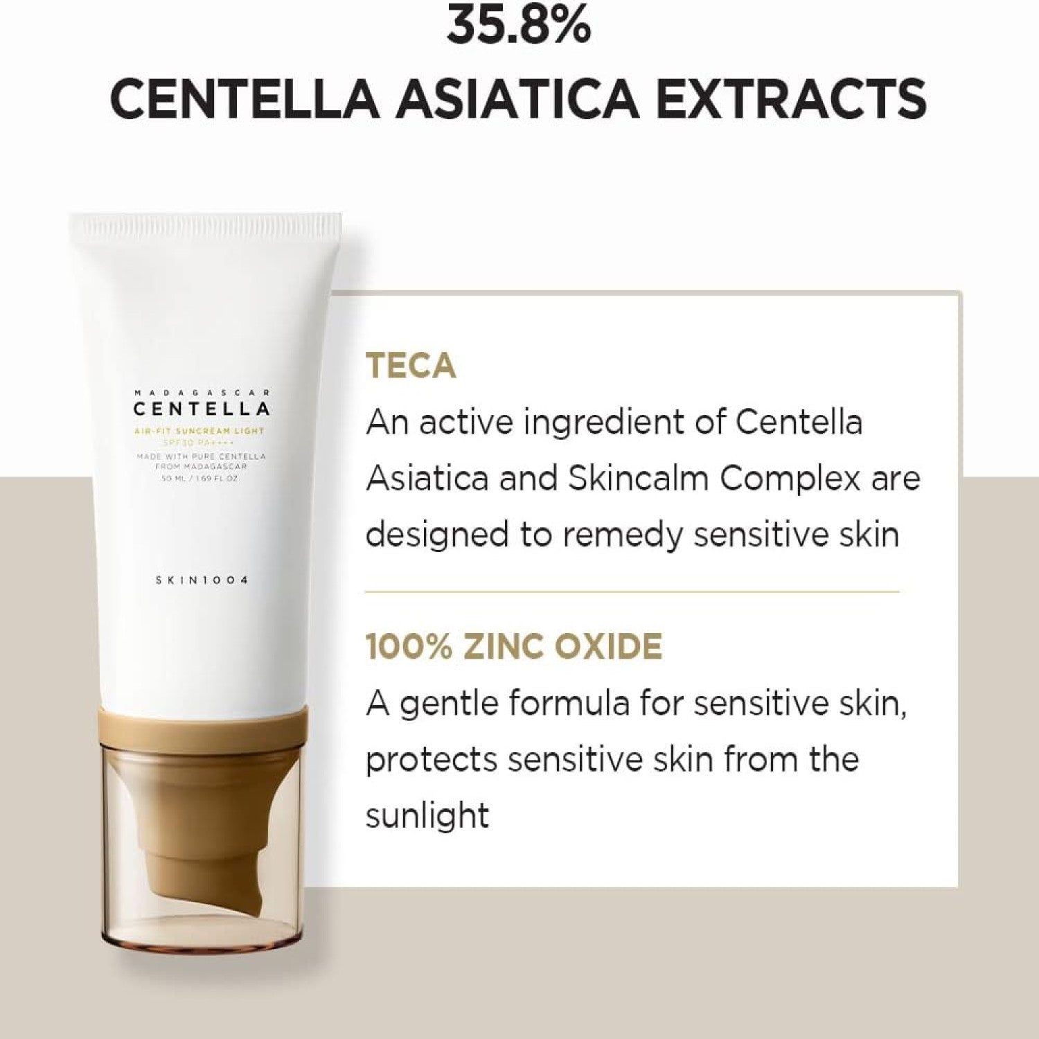Skin1004 Madagascar Centella Air-Fit Light Sun Cream SPF30+ - 50ml